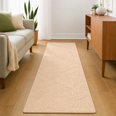 Takoy Koberec 80x300 vzor listí světle hnědý-HT-00401 | 80 x 300 cm