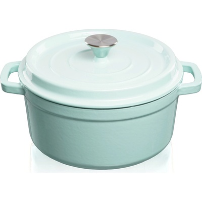 Hrnec s víkem litina smalt 3,5l 24 cm světle modrý Grand feu FEUMBLUE