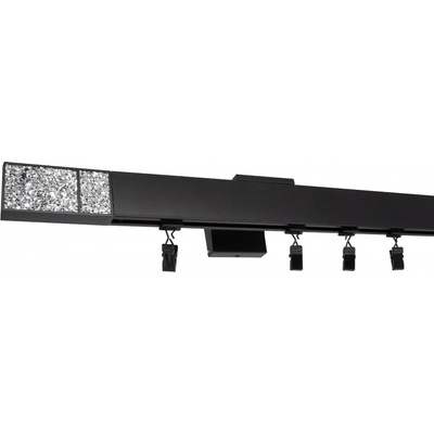 Kovovégarnýže Garnýže Quadrato crystal light černá matná Dvouřadá, 0-100cm, nacvakávací jezdec s háčkem