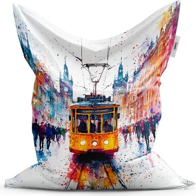 Sablio Sedací vak Žlutá tramvaj Paint - 150x100 cm