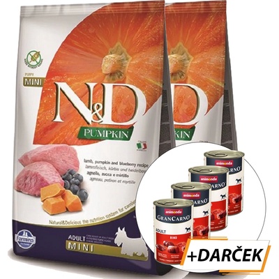 N&D Grain Free Pumpkin Adult mini lamb & blueberry 2 x 7 kg