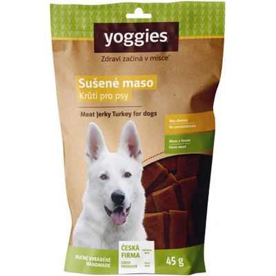 Maják Yoggies Sušené krůtí maso pro psy proužky 45 g