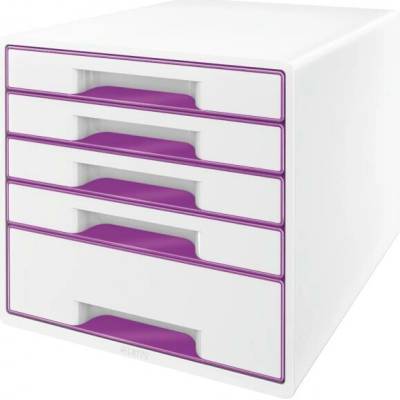 Leitz Wow box 5 zásuvky purpurový