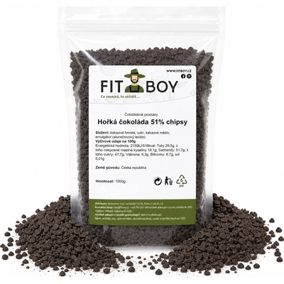 FITBOY Horká čokoláda 51% chipsy 1000g