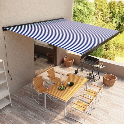 Haba Kazetová markýza s ručním ovládáním 400 x 300 cm modro-bílá