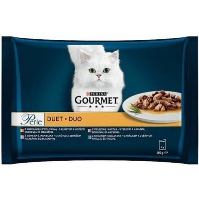 Gourmet Perle Duo hovädzie kachna jahňacie králík 4 x 85 g