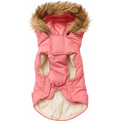 Bunda pro psa Beatrice Pink Dog Jacket Detachable Hood with fur Trim