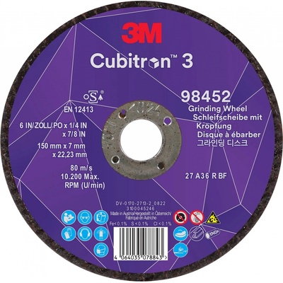 3M Cubitron 3 Brúsny kotúč 150 x 7 x 22,23 mm P36 T27 98452