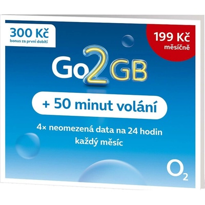 O2 SIM karta 2GB (2GB + 50 minut volání v CZ)