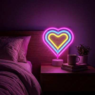 Phenom | LED neónová stolná dekorácia LED/2W/3xAA USB srdce | 43996F