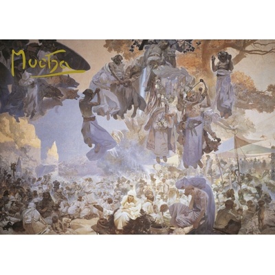 Pohled Alfons Mucha Slovanská epopej – Slavnost Svantovítova, krátký
