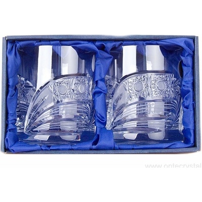 Bohemia Crystal sada 2 broušených sklenic na whisky brus Kometa 330 ml