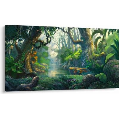 Obraz - Ilustrácia tropického lesa, jednodielne 120x70 cm