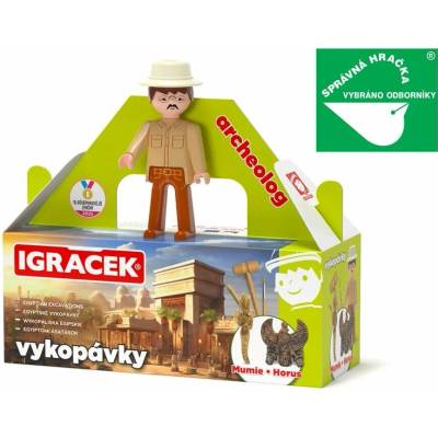 EFKO Igráček Archeolog figurka s egyptskými vykopávkami Mumie a sošky boha Hora