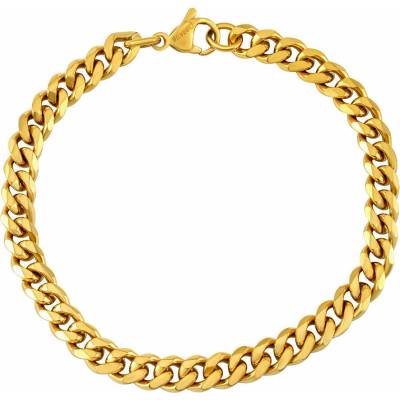 SILVEGO Pozlacený náramek Curb Pancr z chirurgické oceli 6 mm KMM180270BGP