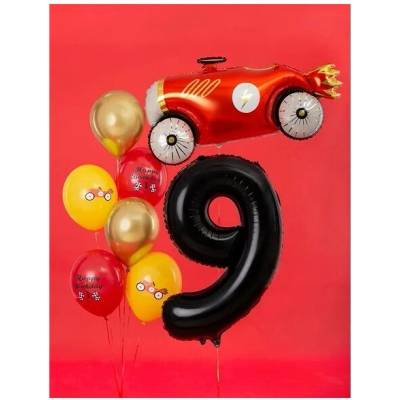 PartyDeco Fóliový balón narozeninové číslo 9 černý 86 cm