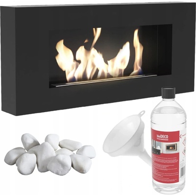 Kratki Nástěnný krb na bioethanol DELTA FLAT černá s prosklením TÜV sada