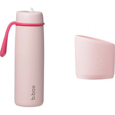 B.Box Nerezová termolahev s brčkem 690 ml + Silikonový chránič pink paradise