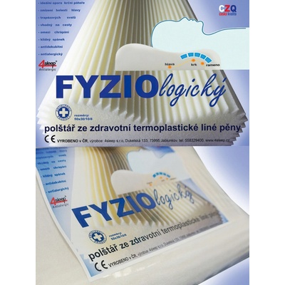 4sleep polštář anatomický fyziologický ze zdravotní termoplastické líné pěny zip 67x42x12/10