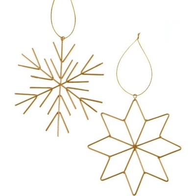 Textilomanie Sada 2 ks vianočných ozdôb GOLDEN SNOW kovové 11,5 cm, zlatá