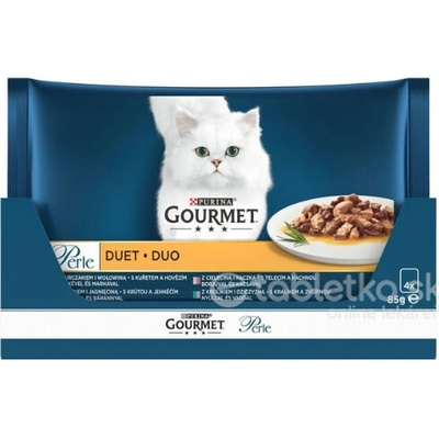 GOURMET PERLE cat Multipack Duo hovädzie a kuracie mäso 4 x 85 g