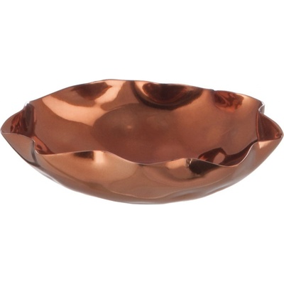 Vlnitá hliníková miska pod čajovou svíčku v barvě mědi - 11,5*11,5*2,5 cm - J-Line by Jolipa