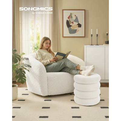 SONGMICS Taburet DONUT s úložným prostorem bílá