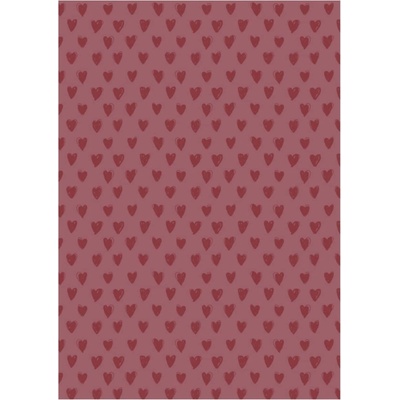 Ib Laursen Balicí papír Desert Rose Hearts – 5 m, červená barva, papír