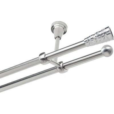 OK-GarnýžeCZ Garnýž kovová dvouřadá 19mm Sevilla nerez 110 cm do stropu / na tunýlek - bez kroužků