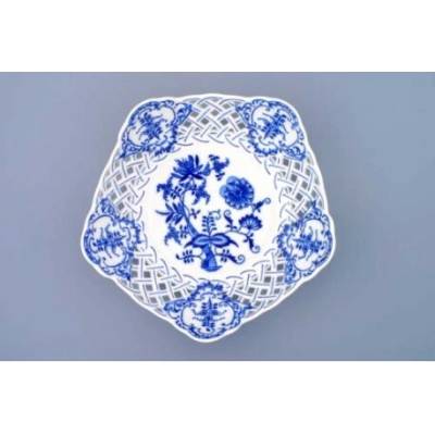 Český porcelán Dubí Mísa pětihranná prolamovaná 10160 Cibulák 24 cm