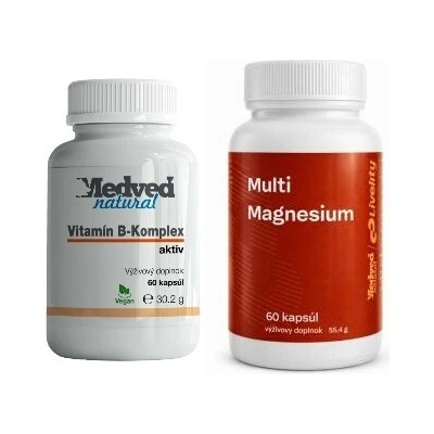 Medveď Natural B komplex 60 kapsúl a Multi magnézium 60 kapsúl