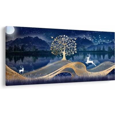 Obraz jeleňov pri splne, jednodielne 200x100 cm