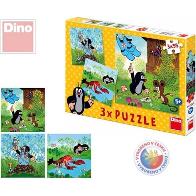 Dino Krtek a kalhoty 3 x 55 dílků