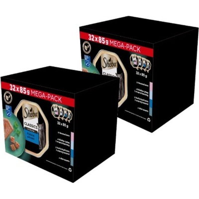 SHEBA Classics rybie príchute tácky 64 x 85 g