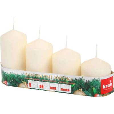 KRAB Adventní svíce válec krémová postupka 4 ks