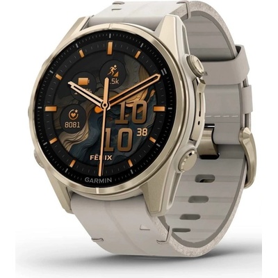 Garmin Fenix 8 AMOLED 43mm Sapphire Gold/Gray Leather Strap 010-02903-40
