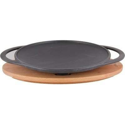 LAVA METAL Litinová pánev "wok" 28 cm s dřevěným podstavcem LVECOSK28T7K4