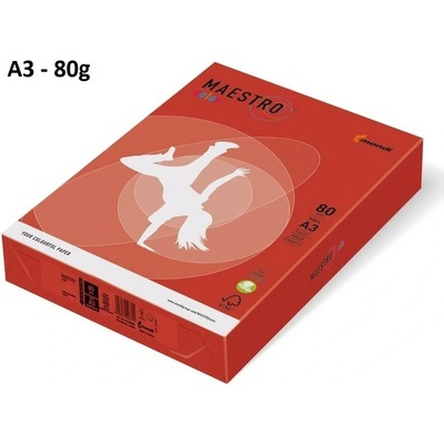 Maestro Color A3 80 g barevný papír intenzivní červený 500 listů