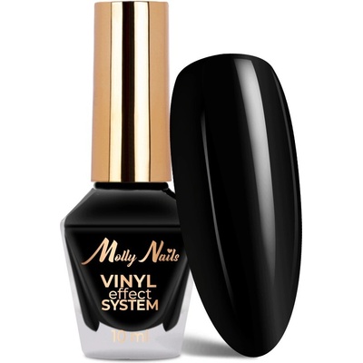 Klasický lak na nehty MOLLYNAILS 10ml Vinyl Effect System Black