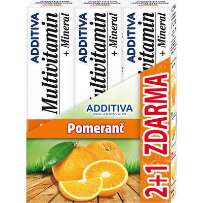 Additiva sada Multivitamin 2+1 mineral pomeranč šumivé tablety 3 x 20 ks
