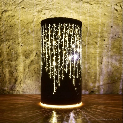 Vaše Dedra SOLENIA | 20,5 cm sklenený svietnik s LED osvetlením | matný biely dekor