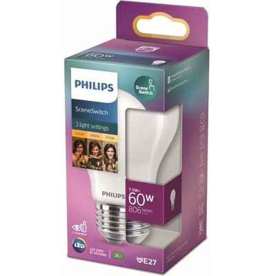 Philips 8719514263963 LED žiarovka 1x7,5W E27 1055lm 2200-2500-2700K 3 svetelné módy, matná biela, EyeComfort