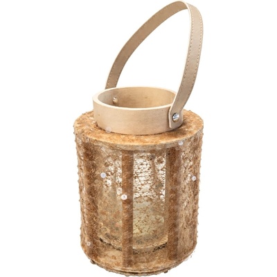 Textilomanie Lucerna s flitry NATUR GLAM 26 cm, přírodní