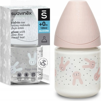 Suavinex láhev sklo S Hygge růžová 120 ml