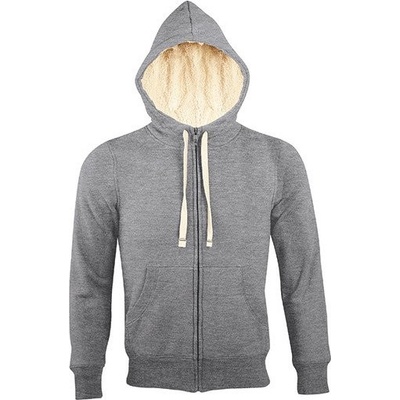 Sol's unisex hřejivá mikina s kožíškem Sherpa šedá melange