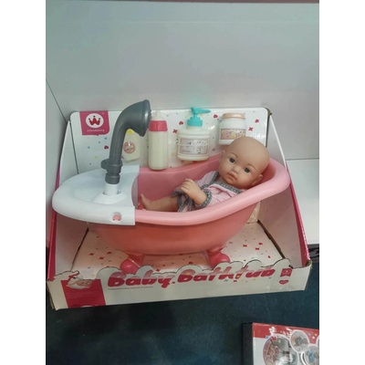 RKToys miminko 31 cm s vaničkou a funkční sprchou