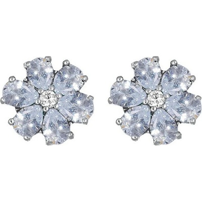 CRYSTalp Kytičkové náušnice s čírymi kryštálmi Flower Kiss 42288.WHI.R