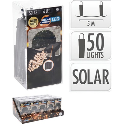 Koopman Solárna svetelná reťaz 50 LED, teplá biela