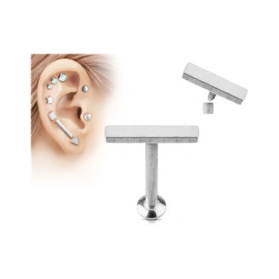 Šperky4U piercing do brady labreta obdélník LB1031ST-1204