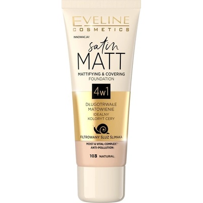 Eveline Cosmetics Satin Matt zmatňujúci make-up s extraktom zo slimáka 103 Natural 30 ml